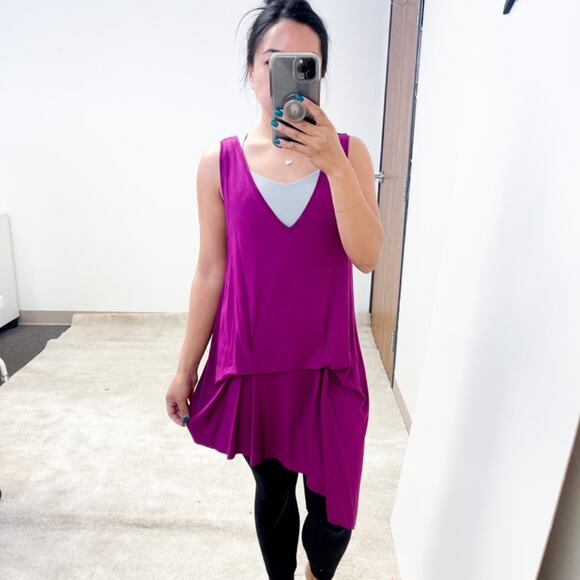 NWT Free People | Tunic Sleeveless Tank Top V-Neck Stretch Purple | XS - Picture 2 of 10